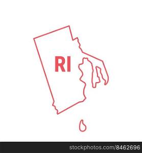Rhode Island US state map red outline border. Vector illustration isolated on white. Two-letter state abbreviation.. Rhode Island US state map red outline border. Vector illustration. Two-letter state abbreviation