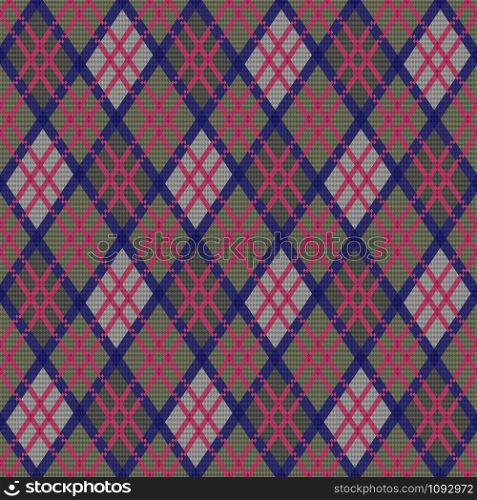 Rhombic seamless vector pattern as a tartan plaid in muted various colors