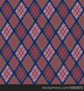 Rhombic seamless vector pattern as a tartan plaid in muted various colors