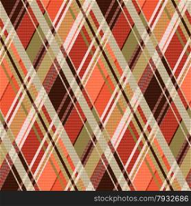 Rhombic seamless vector pattern as a tartan plaid mainly in warm brown colors. Rhombic tartan seamless texture mainly in brown hues