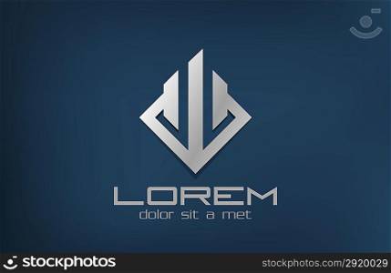 Rhombus abstract Real estate logo design template. Metal symbol icon.Corporate company emblem luxury style.