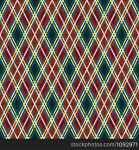Rhombus seamless vector checkered pattern as a tartan plaid in various colors