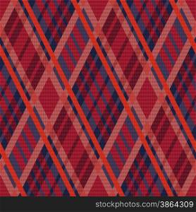 Rhombus seamless vector pattern as a tartan plaid mainly in red and blue colors. Tartan seamless rhombus texture red and blue