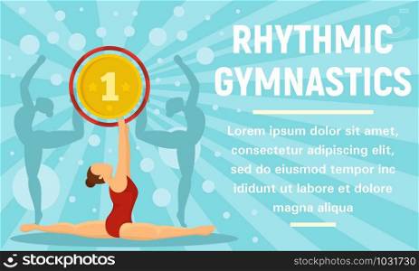 Rhythmic gymnastics gold medal concept banner. Flat illustration of rhythmic gymnastics gold medal vector concept banner for web design. Rhythmic gymnastics gold medal concept banner, flat style