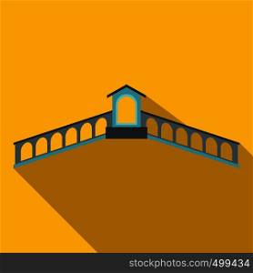 Rialto Bridge, Venice icon in flat style on yellow background. Rialto Bridge, Venice icon, flat style