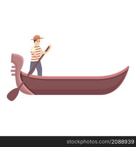 Rialto gondolier icon cartoon vector. Venice gondola. Italian boat. Rialto gondolier icon cartoon vector. Venice gondola