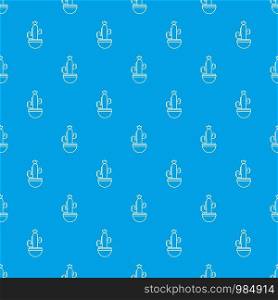 Ribbed cactus pattern vector seamless blue repeat for any use. Ribbed cactus pattern vector seamless blue