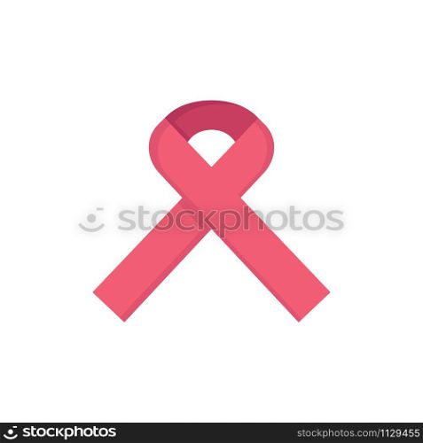 Ribbon, Aids, Health, Medical Flat Color Icon. Vector icon banner Template