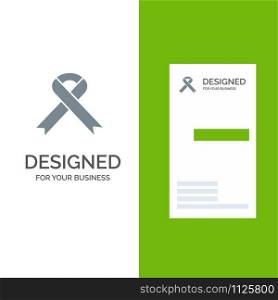 Ribbon, Aids, Health, Medical Grey Logo Design and Business Card Template