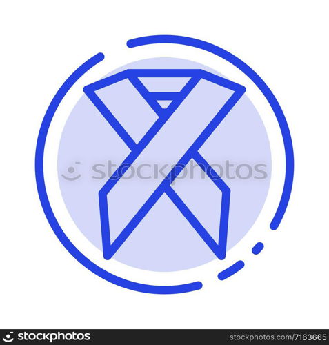 Ribbon, Aids, Health, Solidarity Blue Dotted Line Line Icon