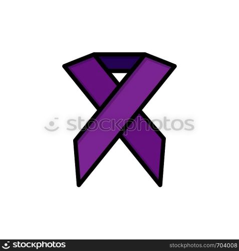 Ribbon, Aids, Health, Solidarity Flat Color Icon. Vector icon banner Template