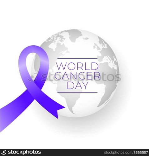ribbon and earth for world cancer day concept