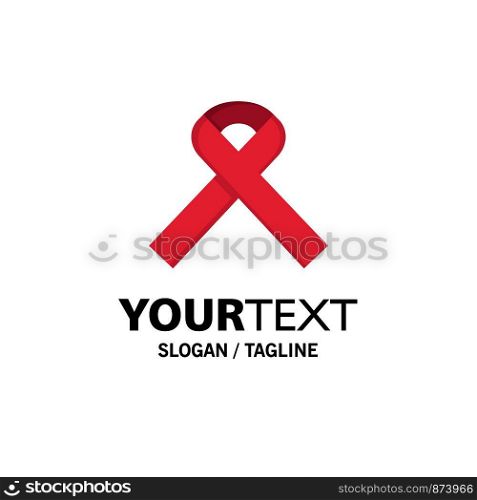 Ribbon, Awareness, Cancer Business Logo Template. Flat Color