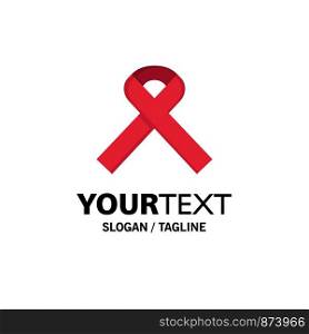 Ribbon, Awareness, Cancer Business Logo Template. Flat Color