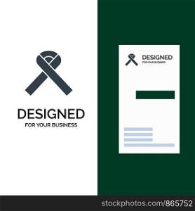 Ribbon, Awareness, Cancer Grey Logo Design and Business Card Template