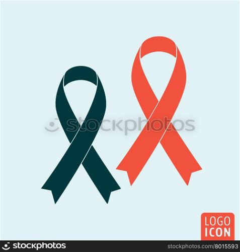 Ribbon awareness icon. Ribbon icon. Ribbon logo. Ribbon symbol. Ribbon awareness icon isolated minimal design. Vector illustration.