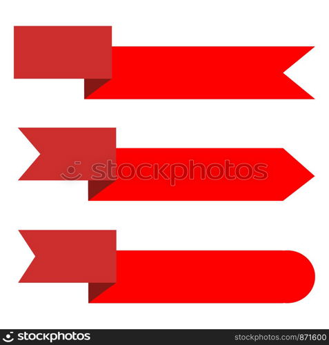 ribbon banner on white background. set red tags and lable collection. flat design of web stickers. red tapes. retro ribbon banner.