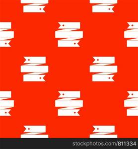 Ribbon banner pattern repeat seamless in orange color for any design. Vector geometric illustration. Ribbon banner pattern seamless