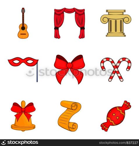 Ribbon icons set. Cartoon set of 9 ribbon vector icons for web isolated on white background. Ribbon icons set, cartoon style