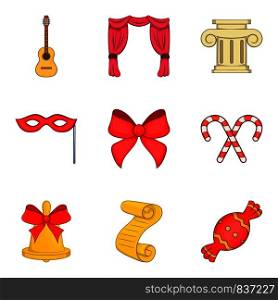 Ribbon icons set. Cartoon set of 9 ribbon vector icons for web isolated on white background. Ribbon icons set, cartoon style