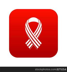 Ribbon LGBT icon digital red for any design isolated on white vector illustration. Ribbon LGBT icon digital red