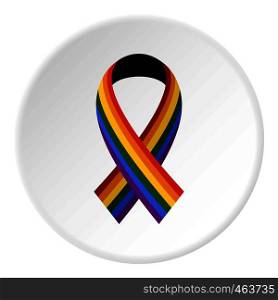 Ribbon LGBT icon in flat circle isolated vector illustration for web. Ribbon LGBT icon circle