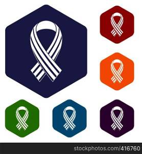 Ribbon LGBT icons set rhombus in different colors isolated on white background. Ribbon LGBT icons set