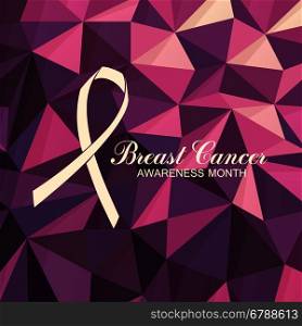 Ribbon of Breast Cancer on abstract pink background.