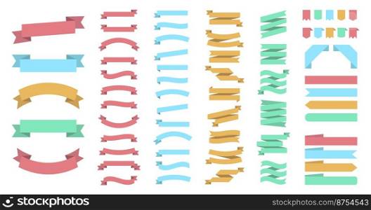 Ribbon or banner vector set. Flat vector ribbons banners isolated background. Ribbon colorful colored. Set ribbons or banners. Vector illustration
