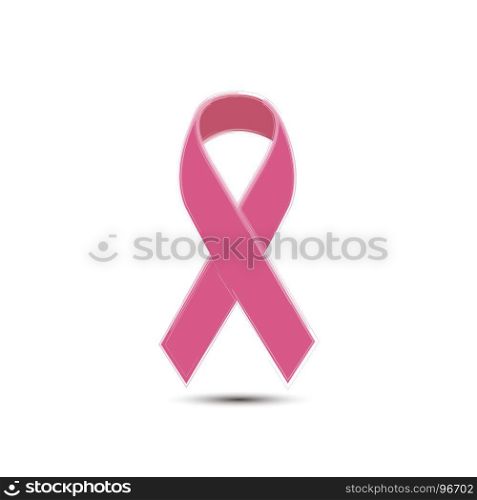 Ribbon pink cancer breast vector illustration isolated background
