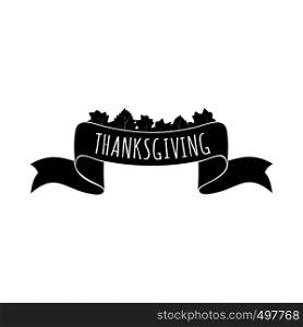 Ribbon thanksgiving icon. Black simple style on white. Ribbon thanksgiving icon