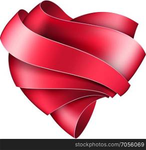 Ribbon twisted in the shape of heart. Ribbon twisted in the shape of heart on white background