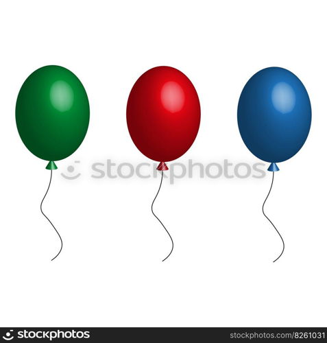 Ribbon with balloons colored realistic. Birthday party, celebration, holiday, event, festive concept. Vector illustration. EPS 10.. Ribbon with balloons colored realistic. Birthday party, celebration, holiday, event, festive concept. Vector illustration.