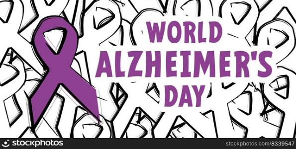 Ribbon. World alzheimer’s day or parkinson day. People suffering from the brain disease and memory loss, for neurology, mental illness. Alzheimer’s, parkinson’s disease symptoms. June or September 21