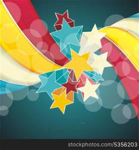 Ribbons and stars isolated on white background. Grunge carnival A retro circus background for a poster
