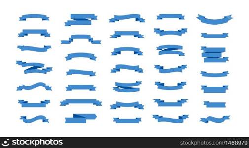 Ribbons Banners in trendy flat design. Ribbon Banners vector icons different shape, isolated on white background. Ribbon banners collection. Vector illustration