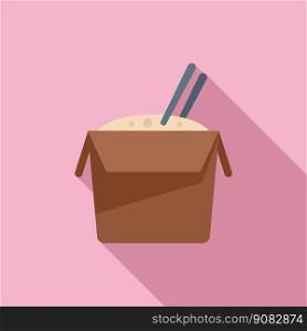 Rice food box icon flat vector. Fast food. Delivery snack. Rice food box icon flat vector. Fast food