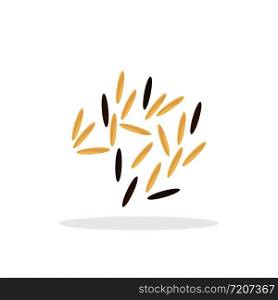 Rice grains icon with shadow. Vector eps10