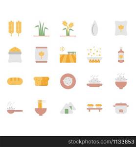 Rice icon and symbol set in flat design