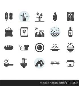 Rice icon and symbol set in glyph design