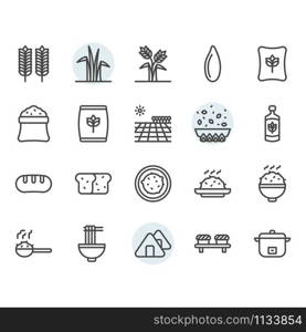 Rice icon and symbol set in outline design