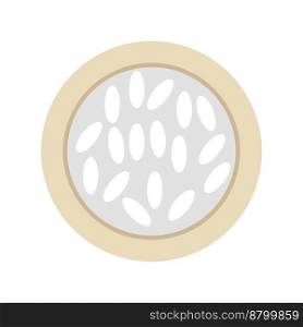 Rice in a plate top view, vector. Rice in a bei≥plate on a white background.