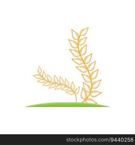 Rice Logo, Farm Wheat Logo Design, Vector Wheat Rice Icon Template Retro Vintage Illustration
