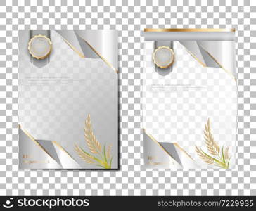 Rice Package Thailand food Products, White gold banner and poster template vector design rice.