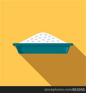 Rice plate lunch icon. Flat illustration of rice plate lunch vector icon for web design. Rice plate lunch icon, flat style