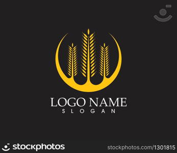 Rice wheat icon logo vector template