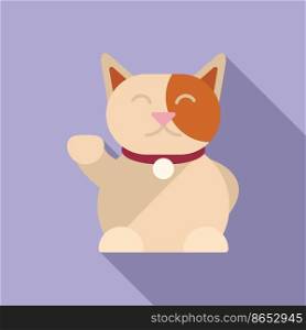 Rich lucky cat icon flat vector. Japan fortune. Cute animal. Rich lucky cat icon flat vector. Japan fortune