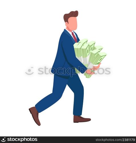 Rich man semi flat color vector character. Running figure. Full body person on white. Higher social class. Wealthy person simple cartoon style illustration for web graphic design and animation. Rich man semi flat color vector character