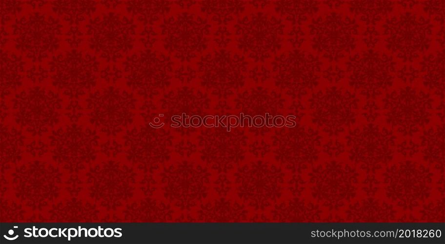 Rich red vintage background. Seamless vector damask pattern. Red color. Vector.. Rich red vintage background.