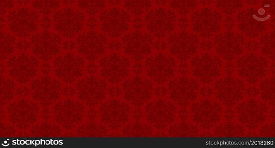 Rich red vintage background. Seamless vector damask pattern. Red color. Vector.. Rich red vintage background.